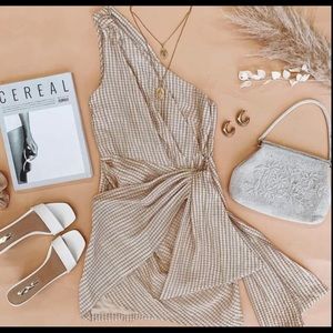 One Shoulder Plaid Mini Dress